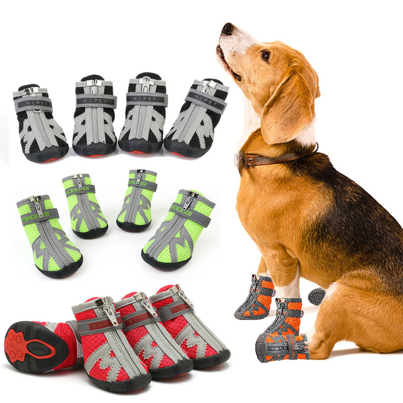 4Pcs Anti-Slip Dog Boots Booties Paw Protector Shoes for Hot Pavement &Summer Heat Resistant Breathable