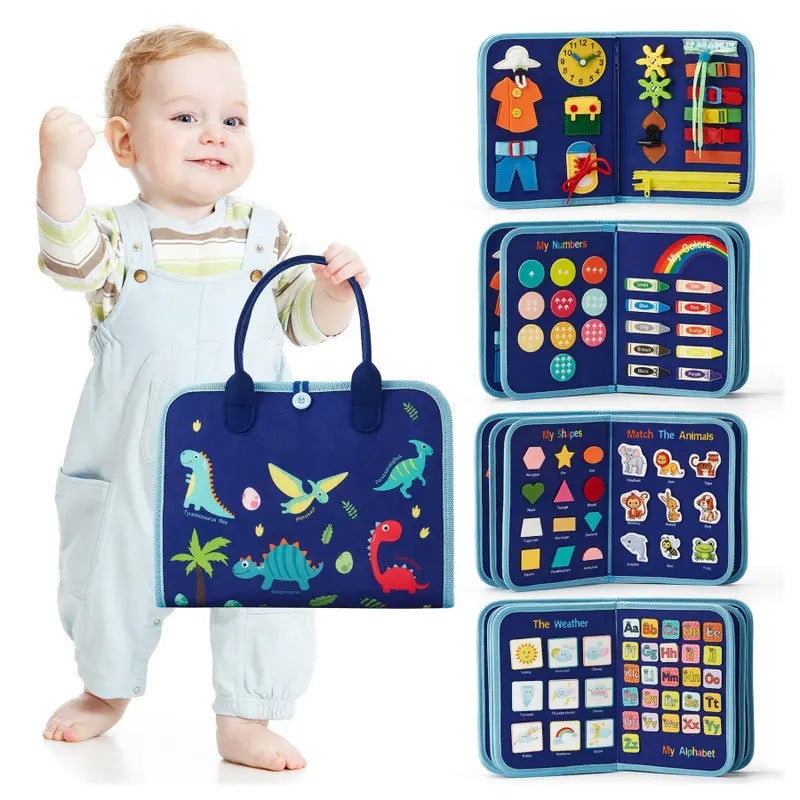 Kids Busy Board For Toddlers Montessori Toys with Dressing Skills Sensory Game