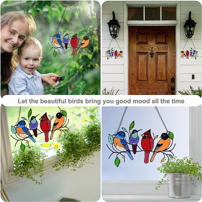 Double Sided Multicolor Style Birds Hand-painted colors Alloy Hangings