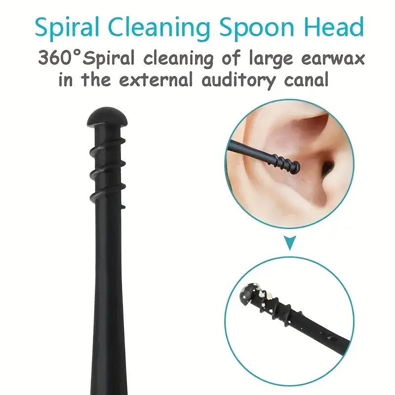 Silicone Double Head Earwax Remover Ear Pick Spoon Brush Cleaning Tool