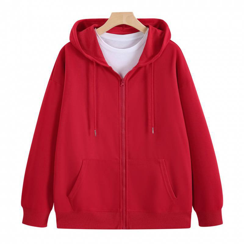 French Terry Zip-up Hoodie Long sleeve Soft Hooded Sweatshirt Jackets with Pocket