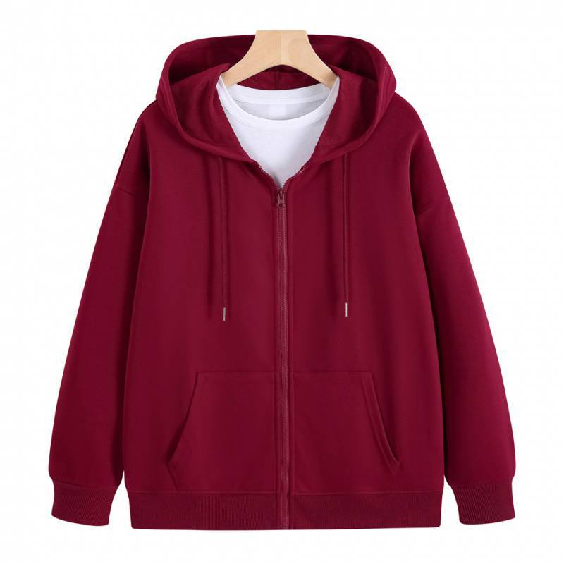 French Terry Zip-up Hoodie Long sleeve Soft Hooded Sweatshirt Jackets with Pocket