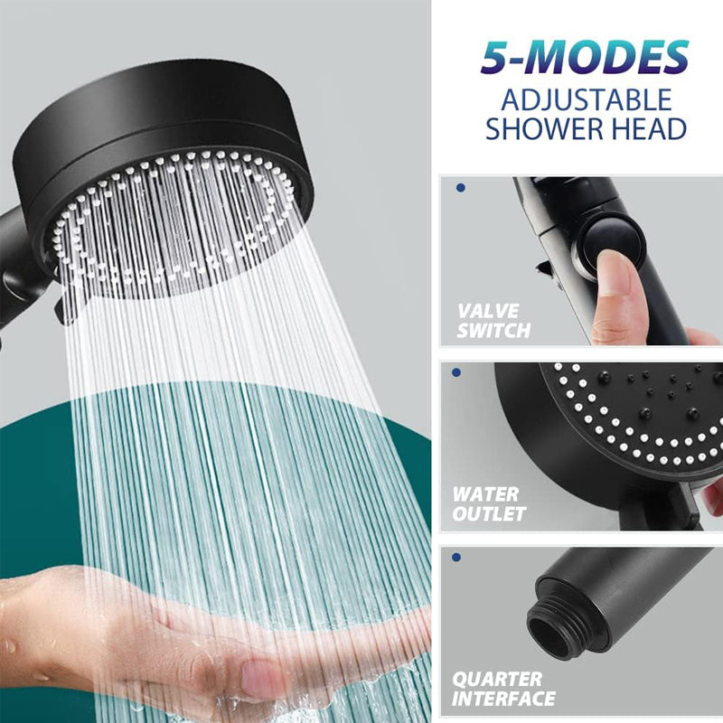 High Pressure Shower Head with 5 Spray Modes and ON/Off Switch – Wise ...