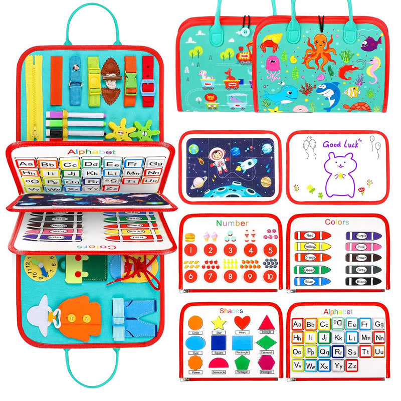 Kids Busy Board For Toddlers Montessori Toys with Dressing Skills Sensory Game