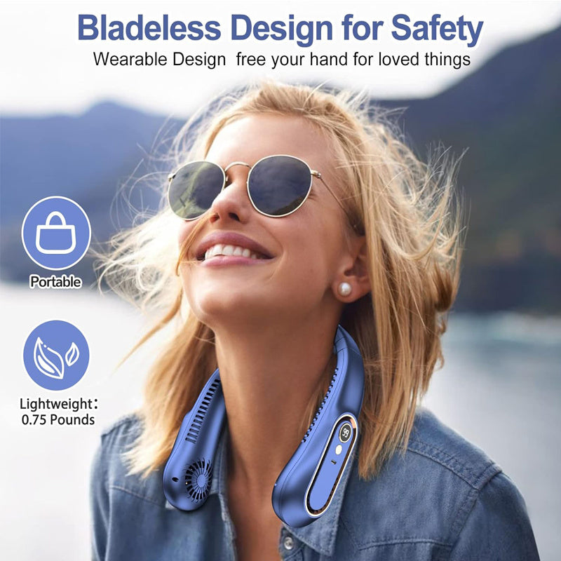 Portable Neck Fan 5 Speeds 720° Up&Down Airflow Bladeless Rechargeable