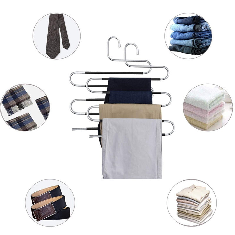 Stainless Steel Pants Hangers Clothes Closet Storage Organizer Wise