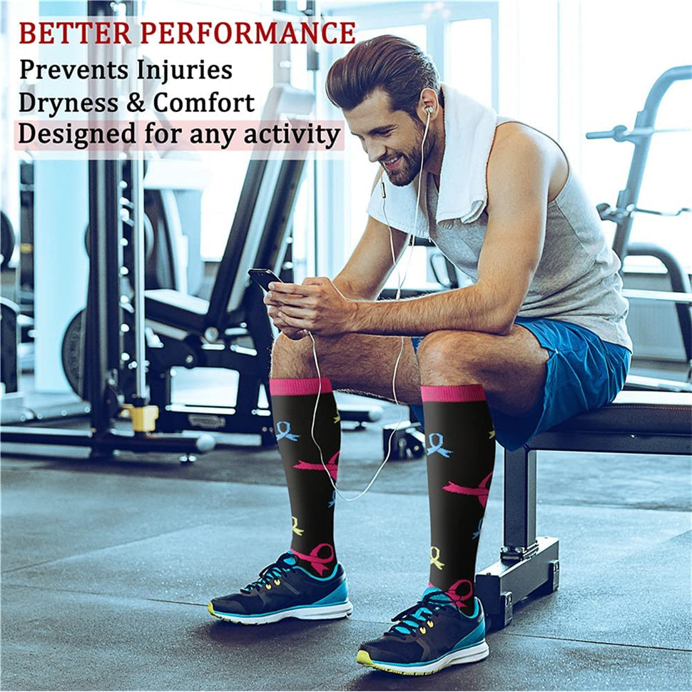 7 Pairs Knee-High Compression Socks 20-30mmhg Sports Color Stockings