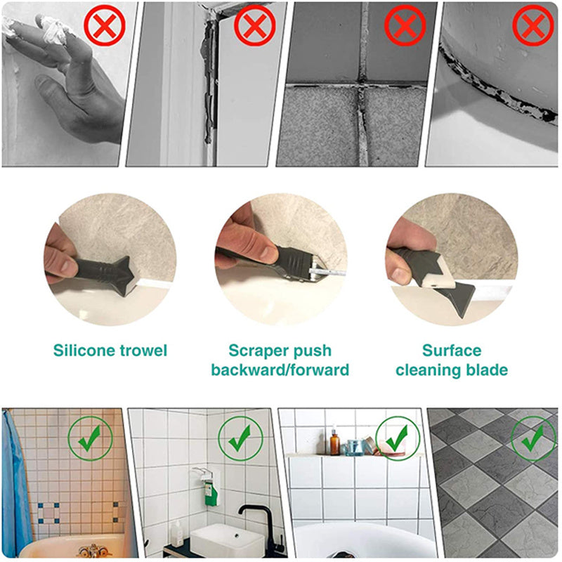 3 in 1 Caulk Remover Tools Kit, Sealant Finishing Tool, Glue Angle Scr