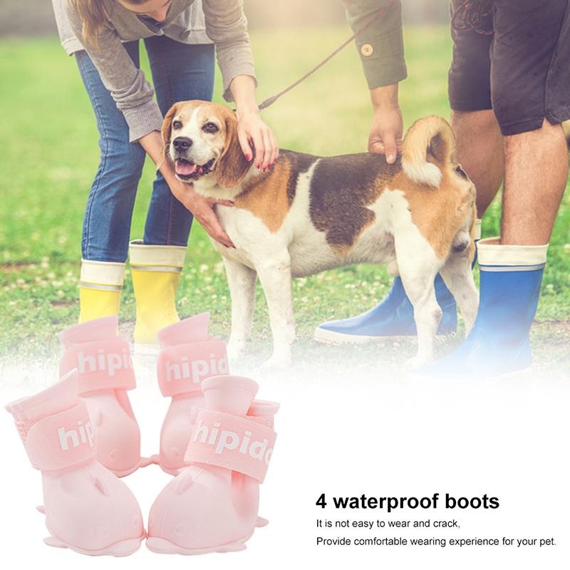 4pcs Pet Dog Rain Waterproof Silicone Rainshoes Shoes Boots