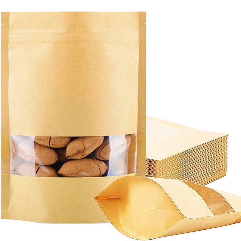 50PCs Resealable Kraft Paper Zip Lock Bags Wise Living