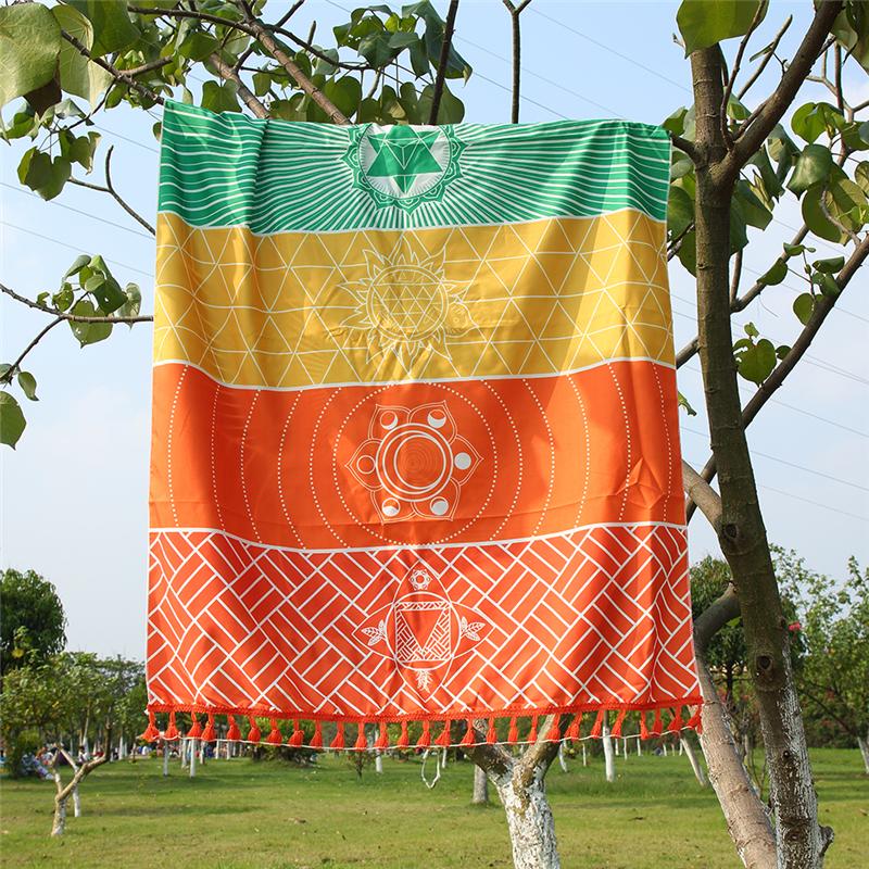 Rainbow Stripes Yoga Towel Mat Bohemia Wall Hanging India Mandala Blanket