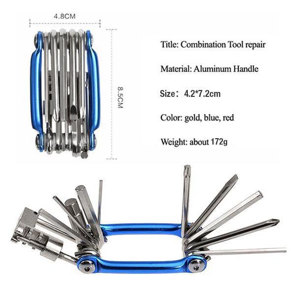 Bike Tool Kit 11 in 1 Multifunction Foldable Pocket Bicycle Repair Kit