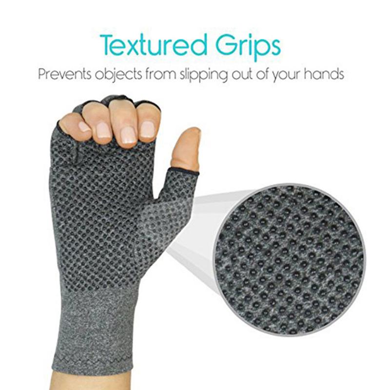 Compression Fingerless Textured Grips Gloves Arthritic Joint Pain Reli Wise Living NZ