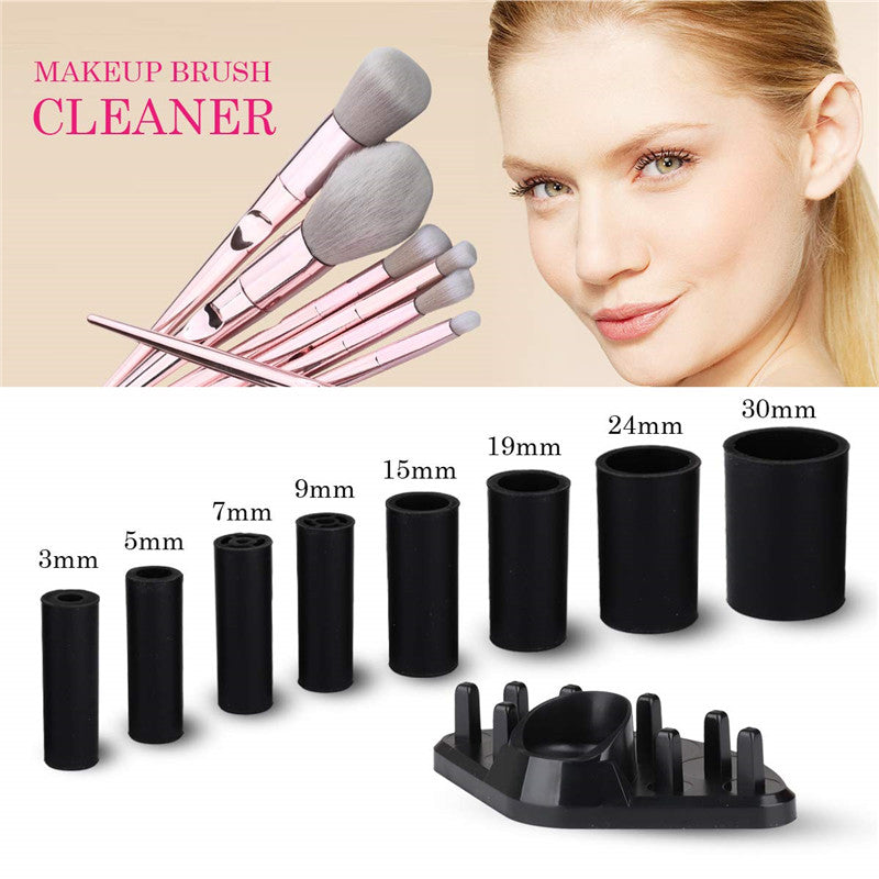 Electric Makeup Brush Cleaner and Dryer Kit with 8 Rubber Holders