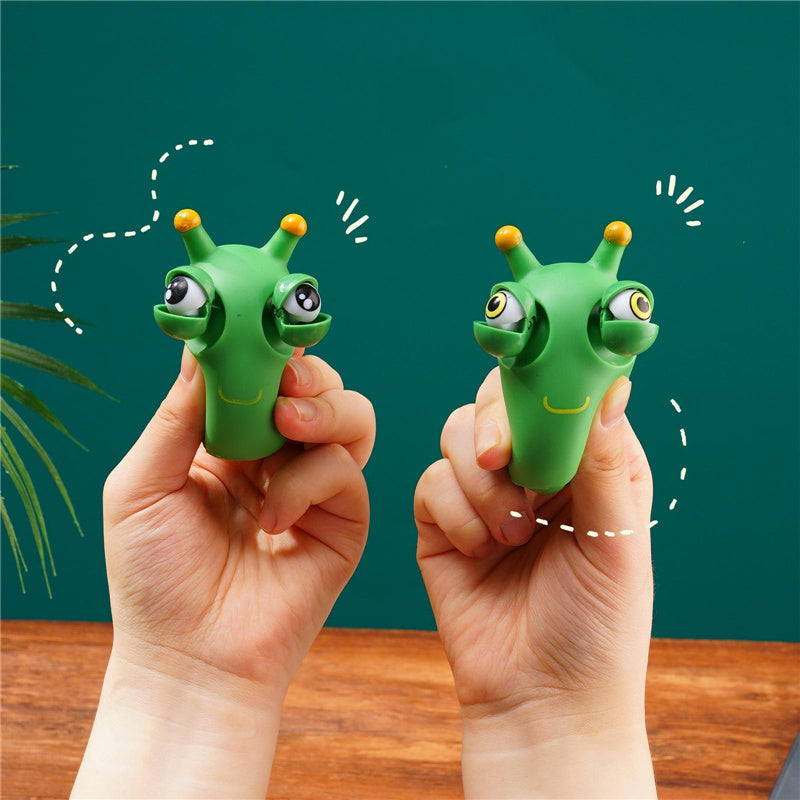2pcs Funny Eye Popping Grass Worm Pinch Squeeze Toys