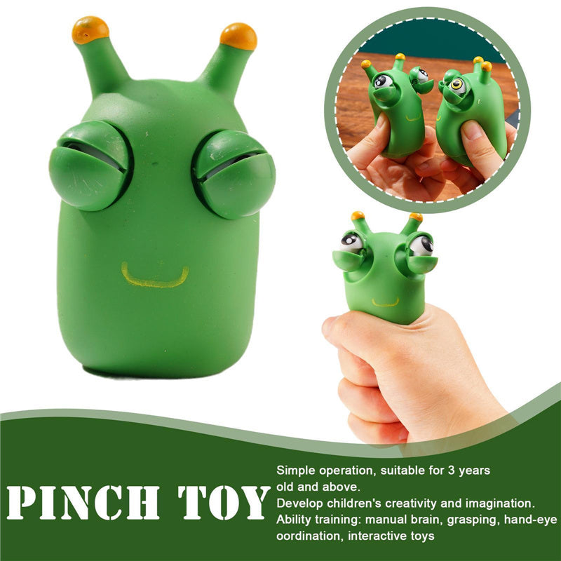 2pcs Funny Eye Popping Grass Worm Pinch Squeeze Toys