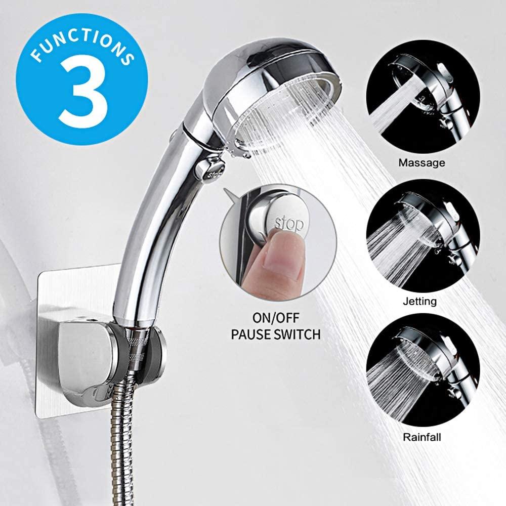 High Pressure 3 Spray Modes Shower Head with ON/OFF Pause Switch – Wise ...