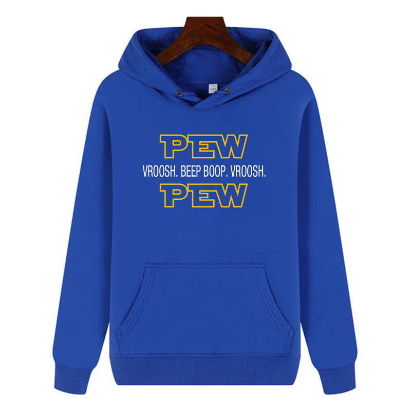 Funny Humor Print Hoodie Pew Pew Hooded Sweatshirt