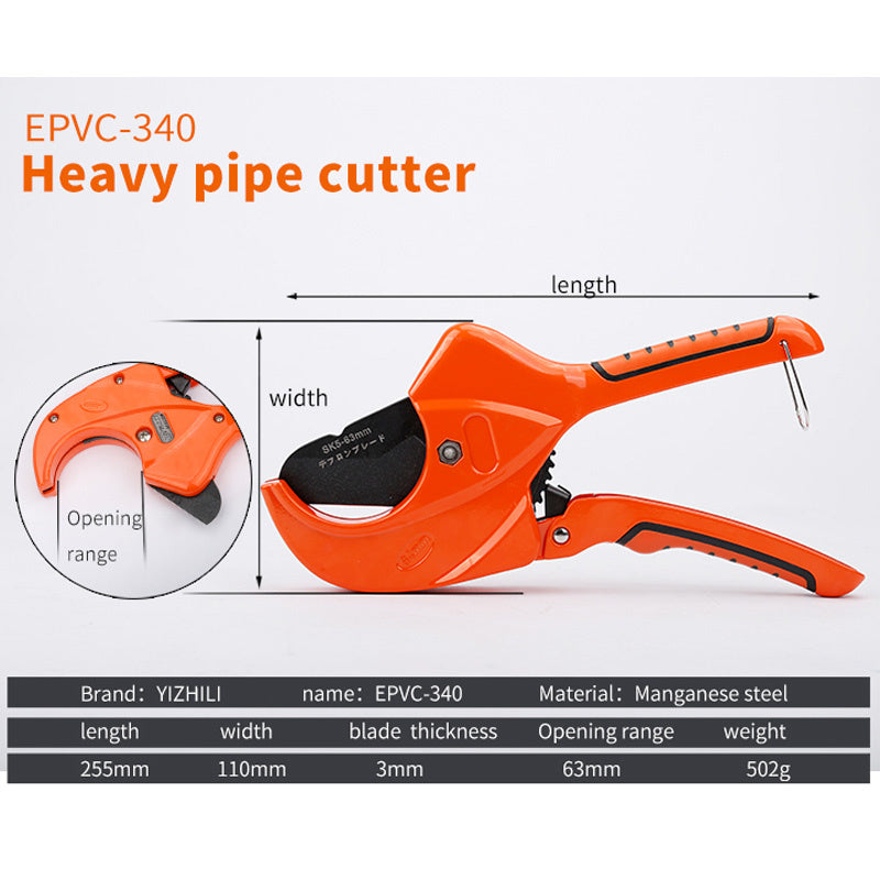 PVC Pipe Cutter 42mm Aluminum Alloy Body Ratchet Scissors Tube Cutter PVC/PU/PP/PE Hose Cutting Hand Tools