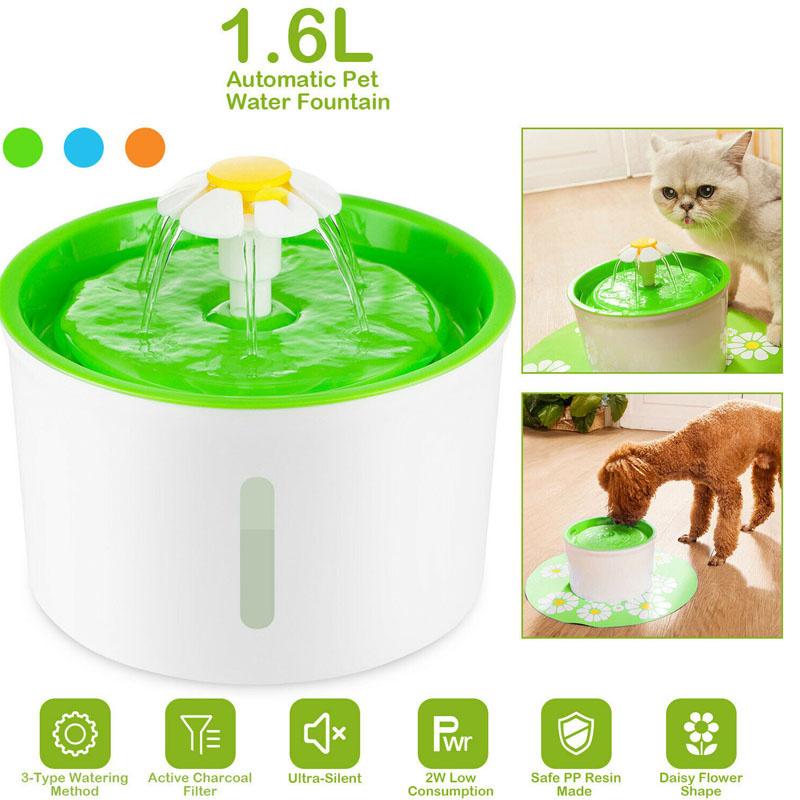 Pet Electric Drinking Water Fountain Cat Dog Automatic Bowl Filter 1.6L