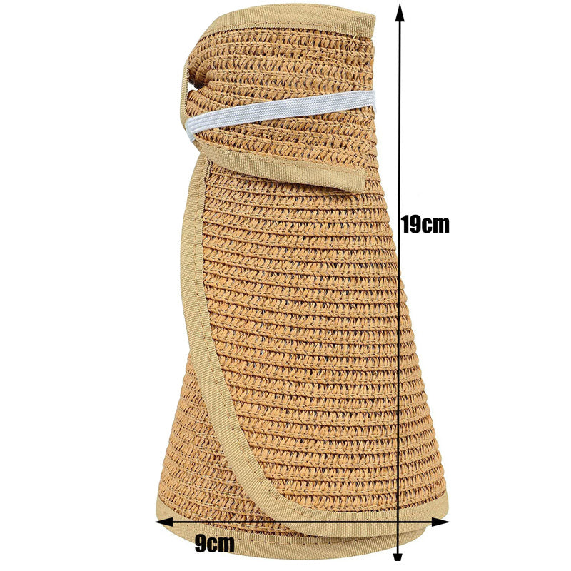 Women's UPF 50+ Wide Brim Roll-up Straw Sun Hat Sun Visor