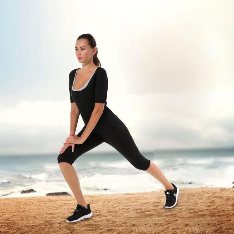 Women Waist Slimming Knee-Length Pants, Thermal Sweat Workout Pants
