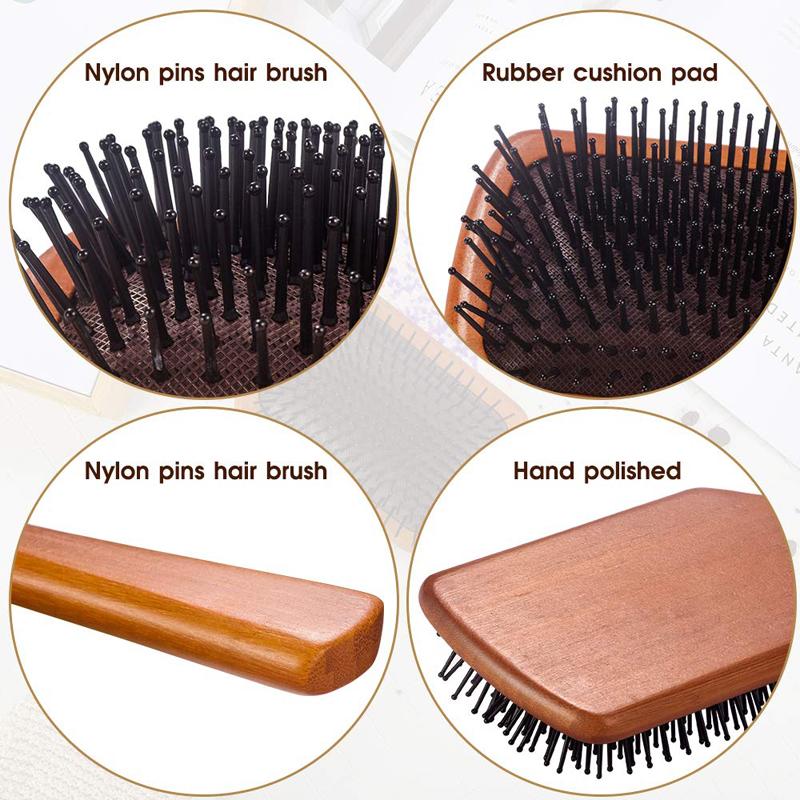 Wooden Paddle Hair Brush Comb for Straight Curly Wavy Hair