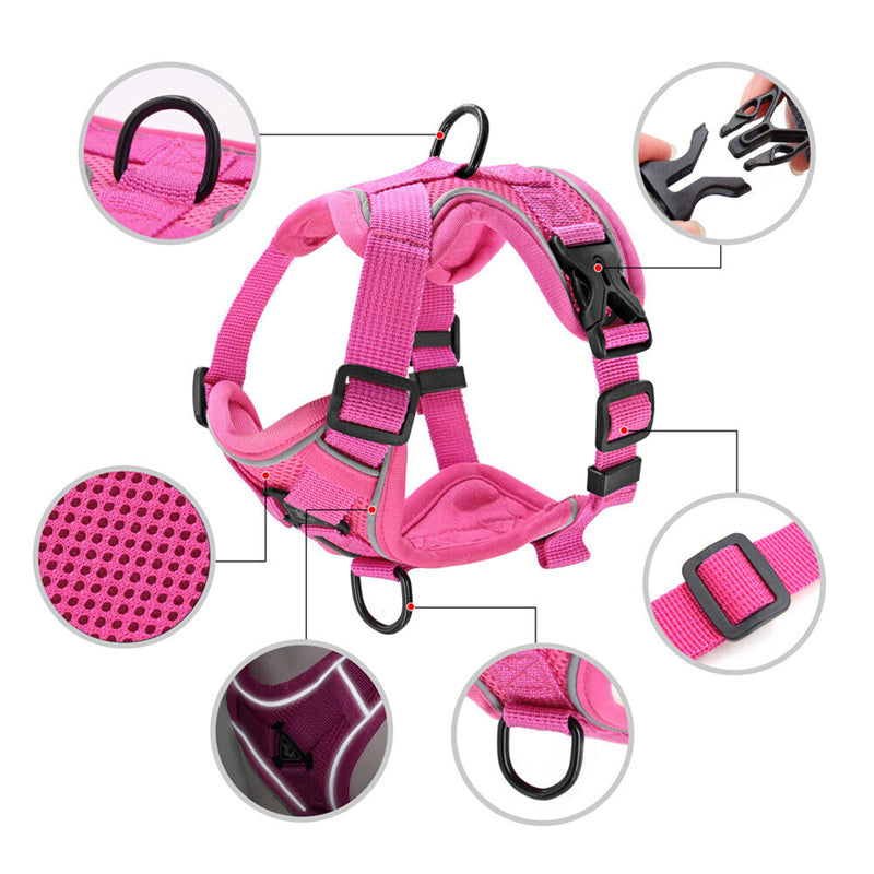 No Pull Front Clip Dog Harness and Lead Reflective Mesh Cat Puppy Walking Vest