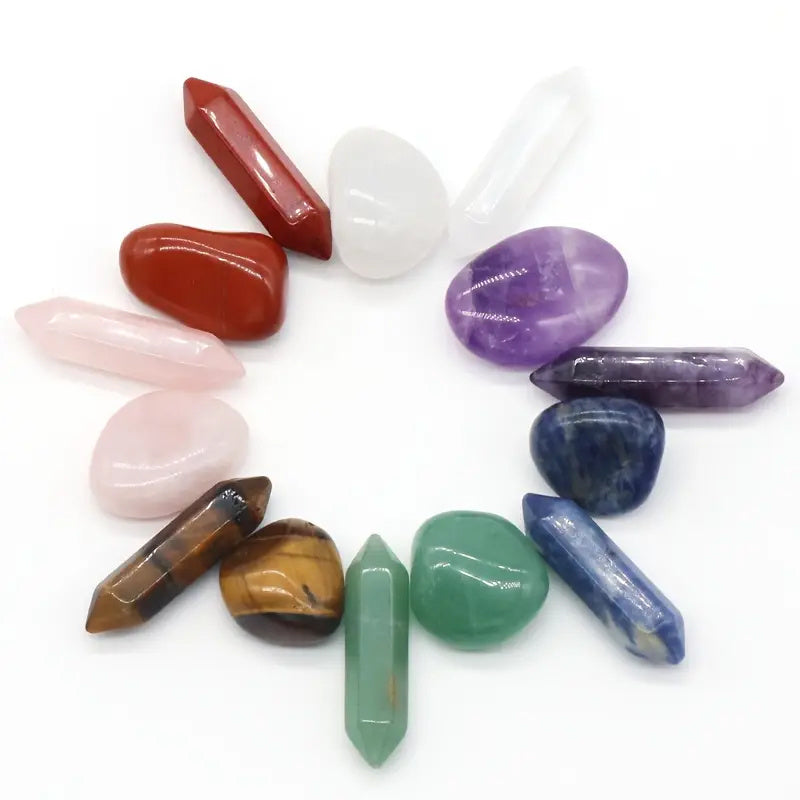 14pcs Chakra Crystal Set with Rose Quartz Gift Box