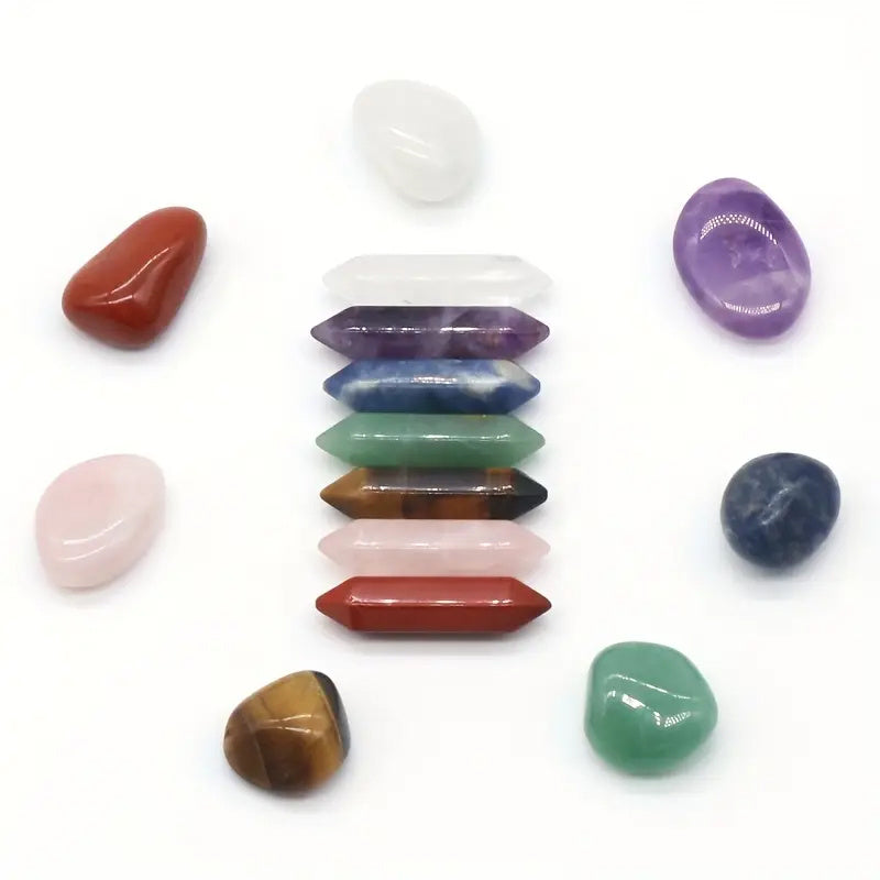 14pcs Chakra Crystal Set with Rose Quartz Gift Box