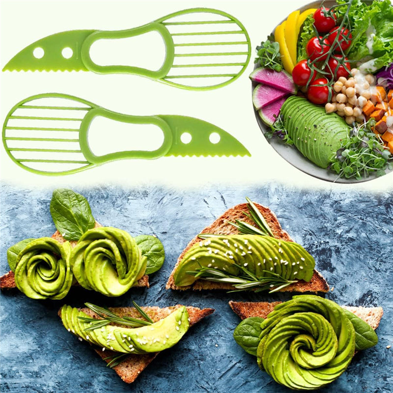 2 Pcs 3 in 1 Avocado Cutter Pulp Separator Multifunctional Knife Slicer