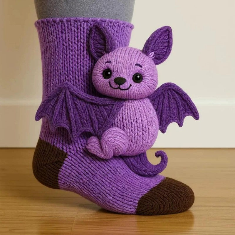 3D Knit Novelty Floor Socks Hand Crocheted Funny Socks Christmas Gifts