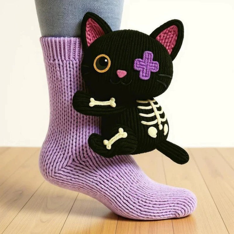 3D Knit Novelty Floor Socks Hand Crocheted Funny Socks Christmas Gifts