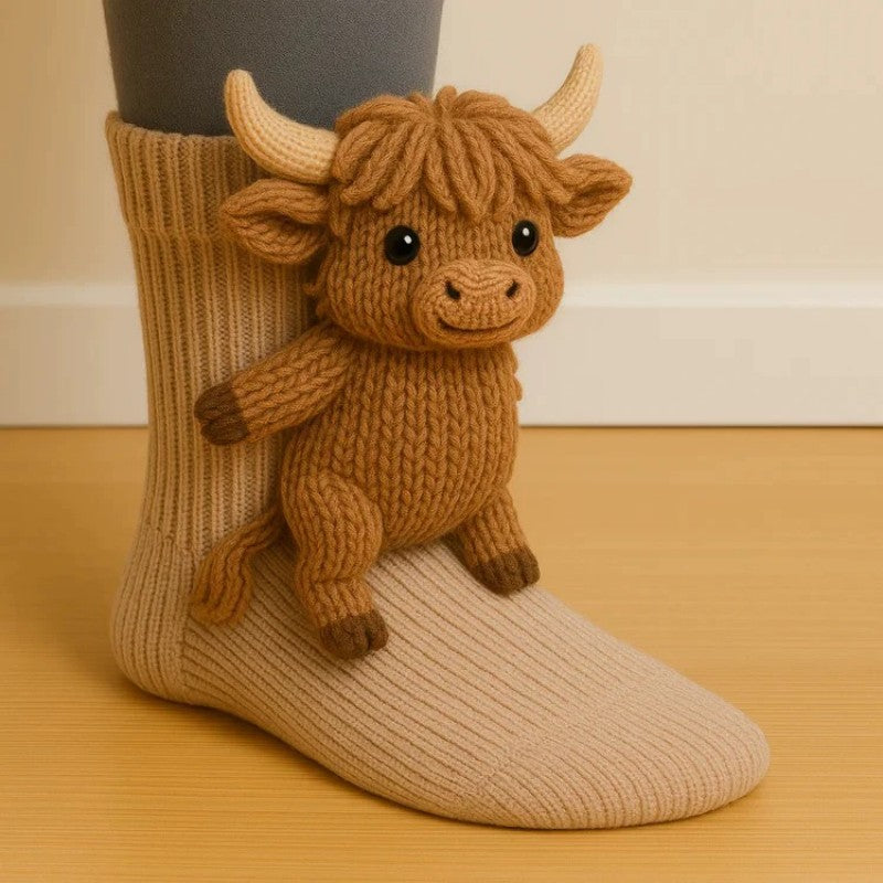 3D Knit Novelty Floor Socks Hand Crocheted Funny Socks Christmas Gifts