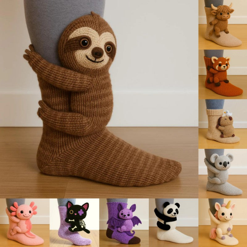 3D Knit Novelty Floor Socks Hand Crocheted Funny Socks Christmas Gifts