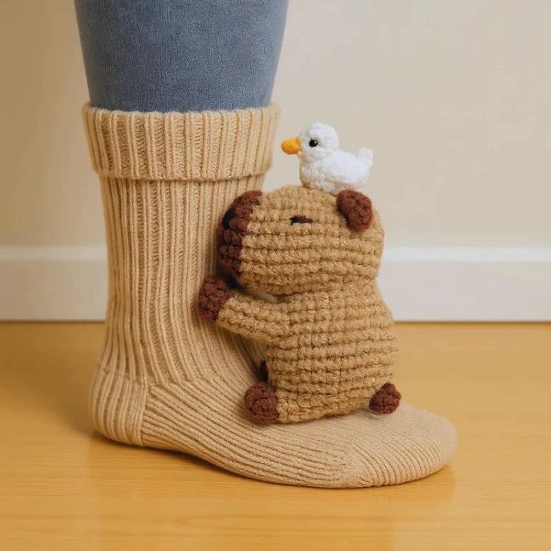 3D Knit Novelty Floor Socks Hand Crocheted Funny Socks Christmas Gifts