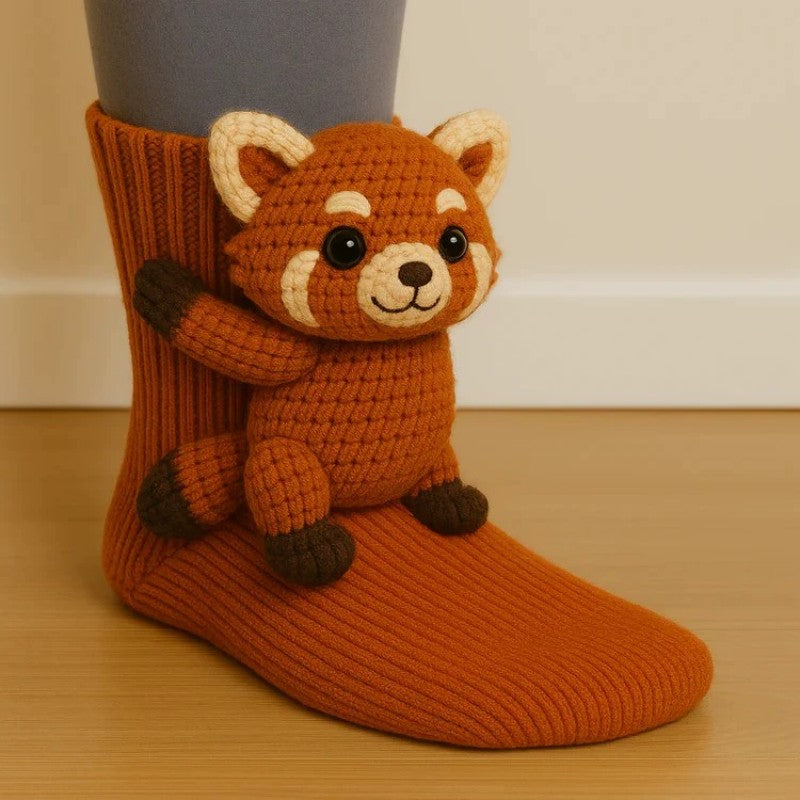 3D Knit Novelty Floor Socks Hand Crocheted Funny Socks Christmas Gifts