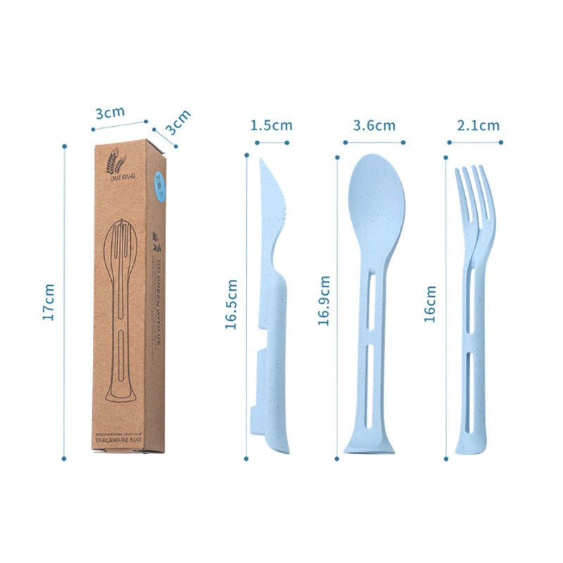 Wheat Straw Cutlery Reusable Utensils 3 in 1 Spoon Fork Knife Tableware