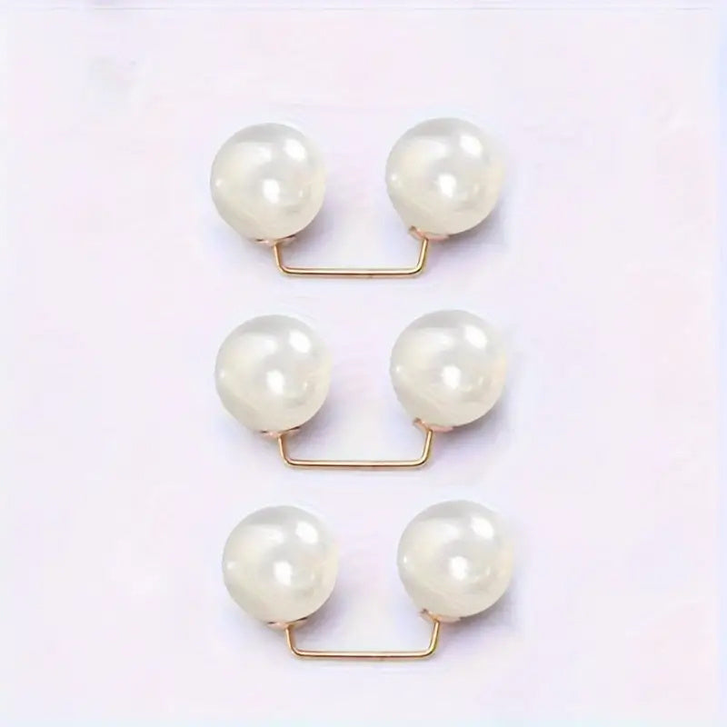 3pcs Anti-Slip Pearl Brooch Pins Safety Pin for Dress Waist Cinching Collar