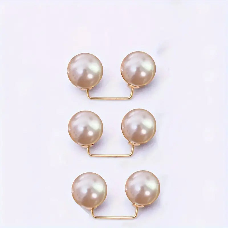 3pcs Anti-Slip Pearl Brooch Pins Safety Pin for Dress Waist Cinching Collar