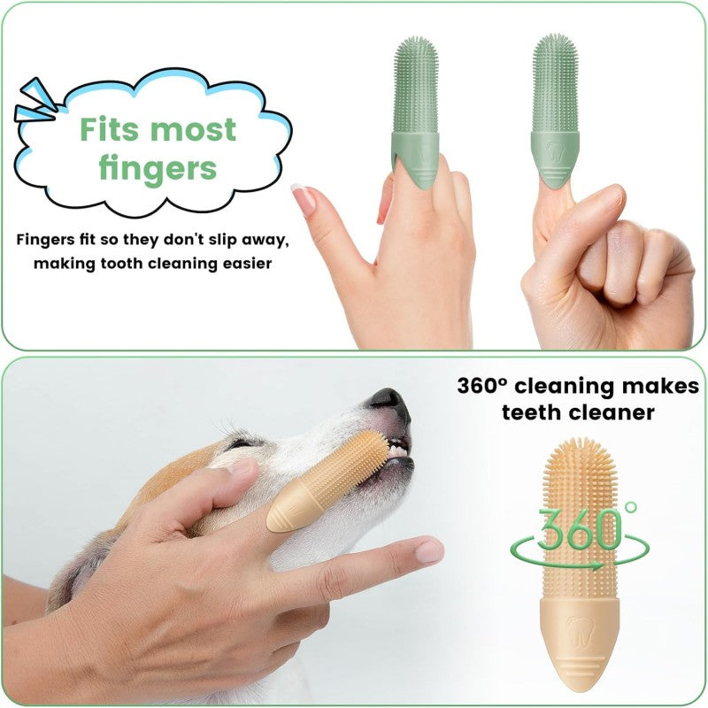 4 Pack 360° Cleaning Finger Brush for Dogs Teeth