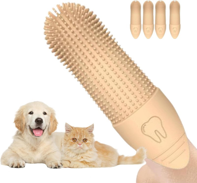 4 Pack 360° Cleaning Finger Brush for Dogs Teeth