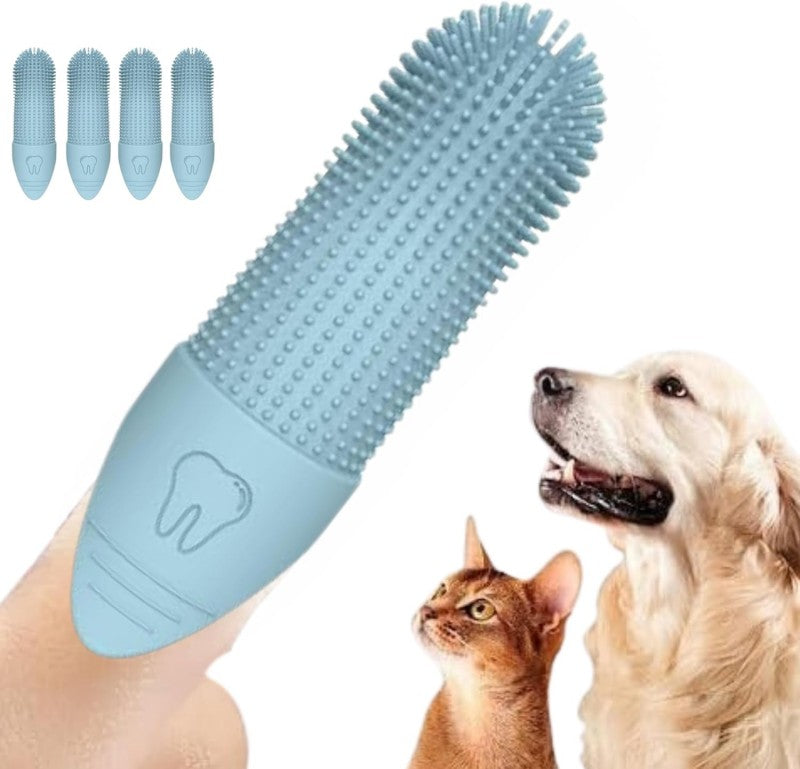 4 Pack 360° Cleaning Finger Brush for Dogs Teeth