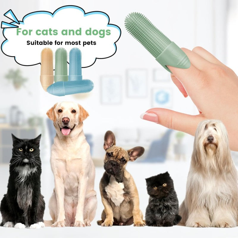4 Pack 360° Cleaning Finger Brush for Dogs Teeth