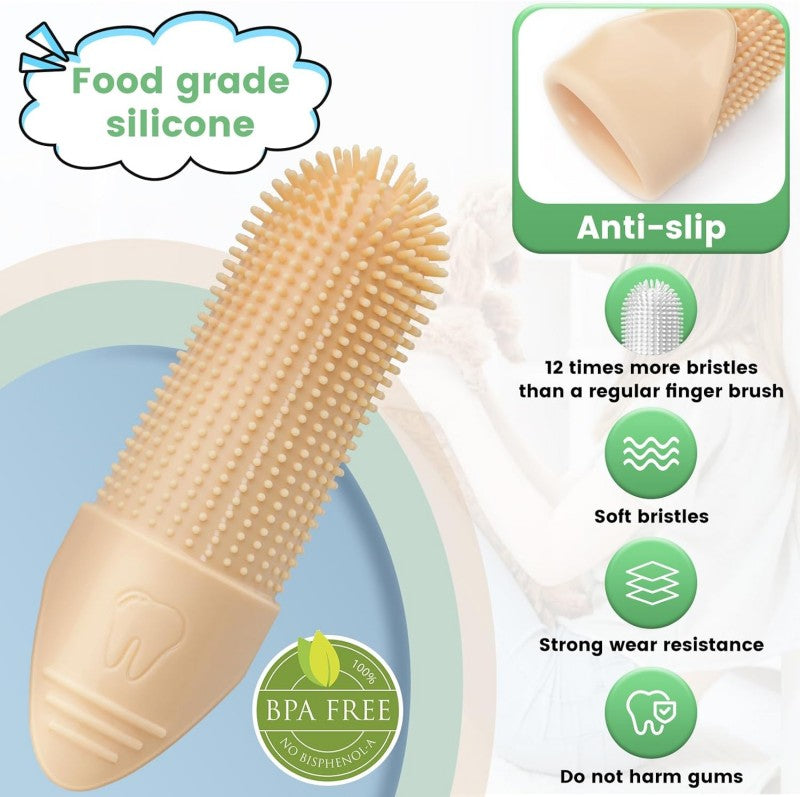 4 Pack 360° Cleaning Finger Brush for Dogs Teeth