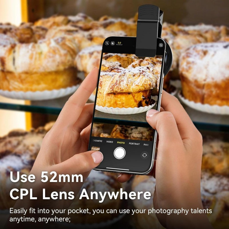 52mm Clip-on CPL Phone Cameralens Circular Polarizer Polarizing Filter Kit ﻿
