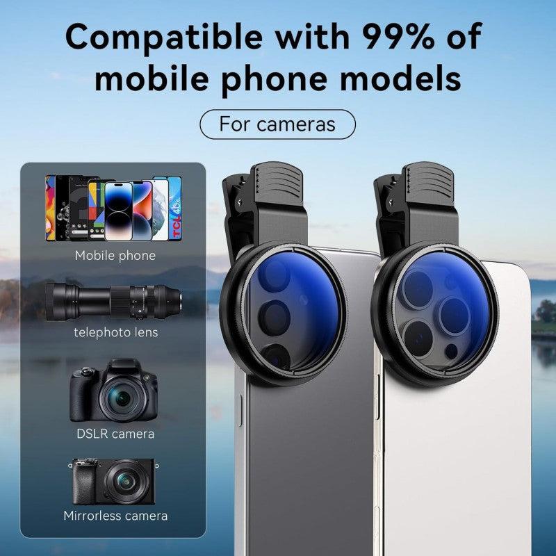 52mm Clip-on CPL Phone Cameralens Circular Polarizer Polarizing Filter Kit ﻿