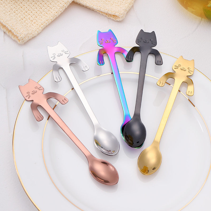 5PCS Dog Cat Bear Coffee Tea Stainless Steel Cute Hang Spoon