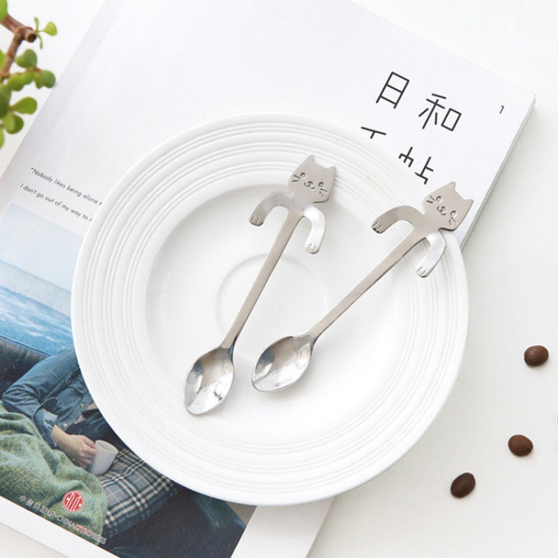 5PCS Dog Cat Bear Coffee Tea Stainless Steel Cute Hang Spoon