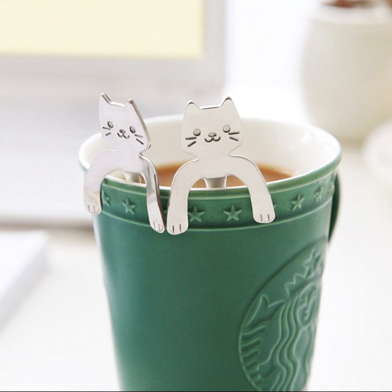 5PCS Dog Cat Bear Coffee Tea Stainless Steel Cute Hang Spoon